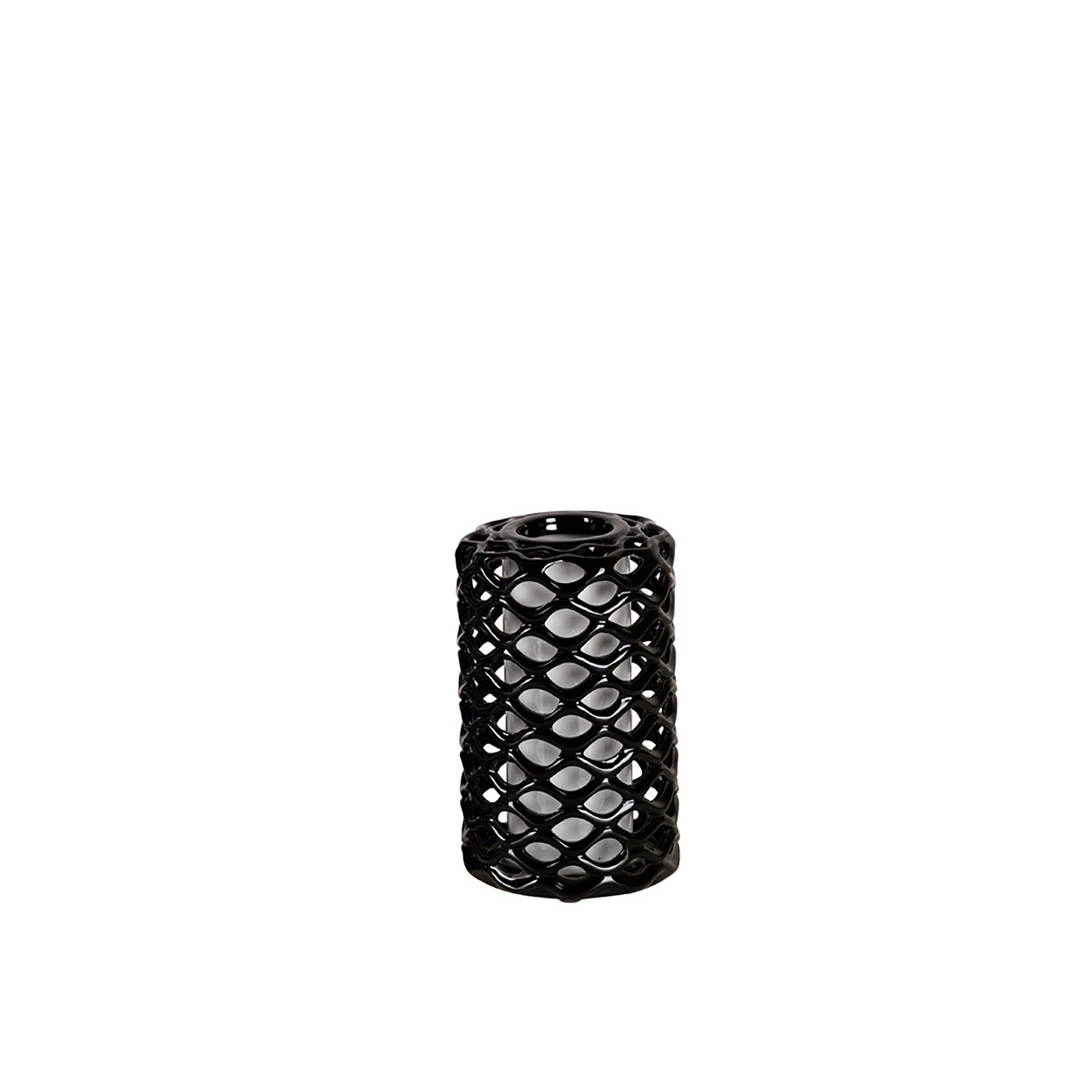 IL70014  Vase 24cm Black And White Ceramic